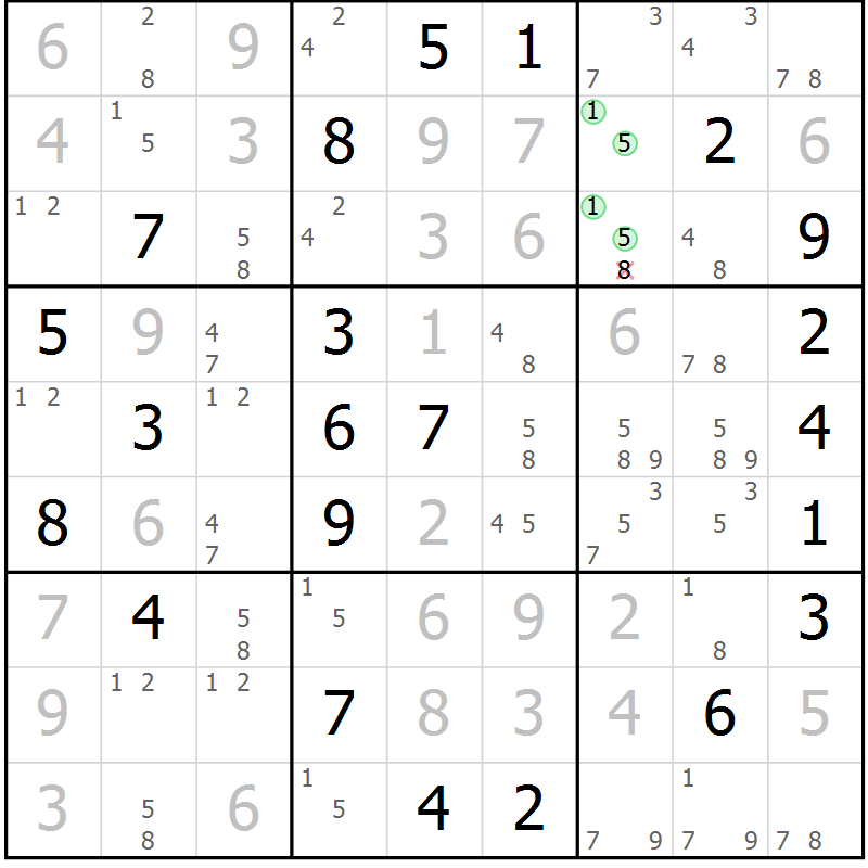 Position des candidats pour la solution de la Gr 24 page 27 du magazine de sudoku Maestro n° 104