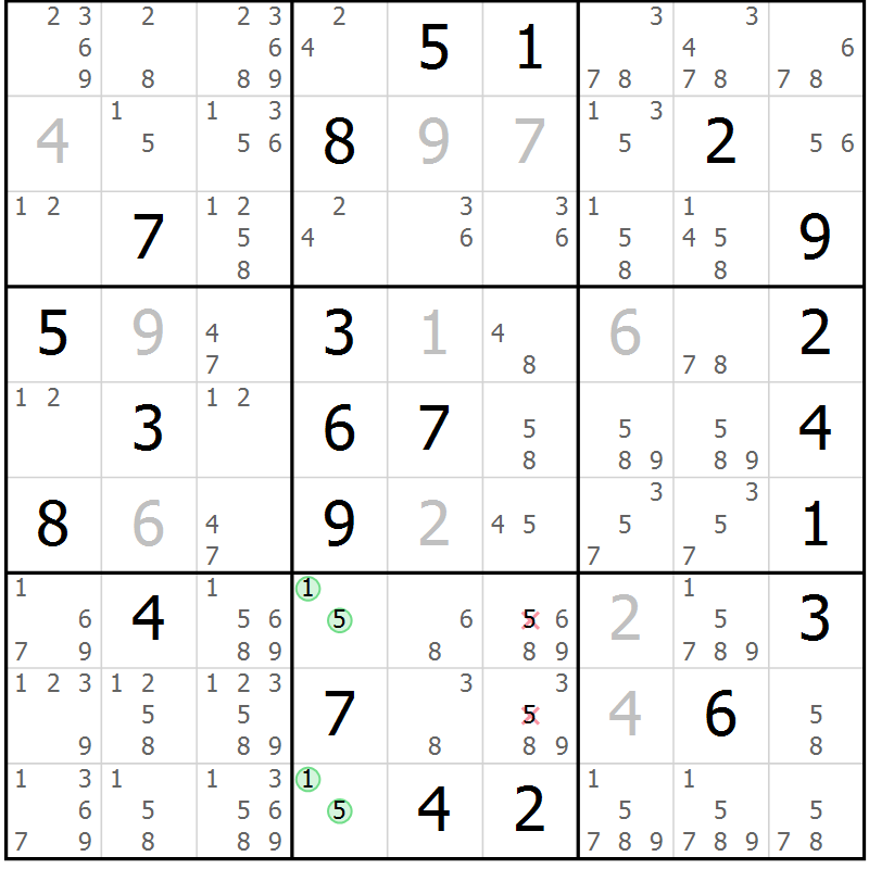 Position des candidats pour la solution de la Gr 24 page 27 du magazine de sudoku Maestro n° 104