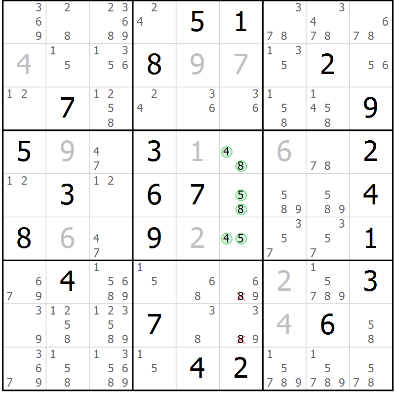 Position des candidats pour la solution de la Gr 24 page 27 du magazine de sudoku Maestro n° 104