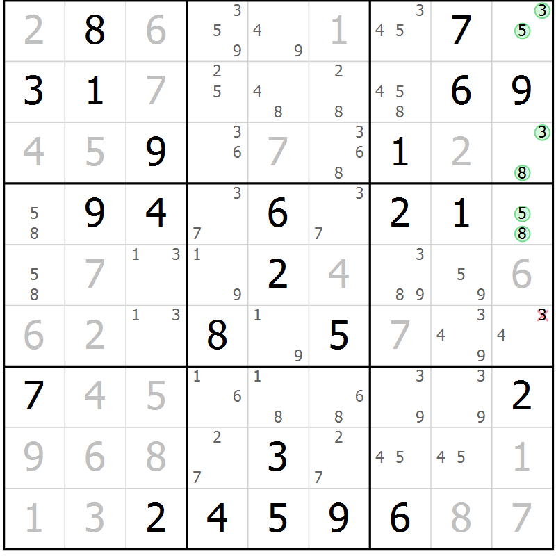 Position des candidats pour la solution de la Gr 26 page 29 du magazine de sudoku Maestro n° 104