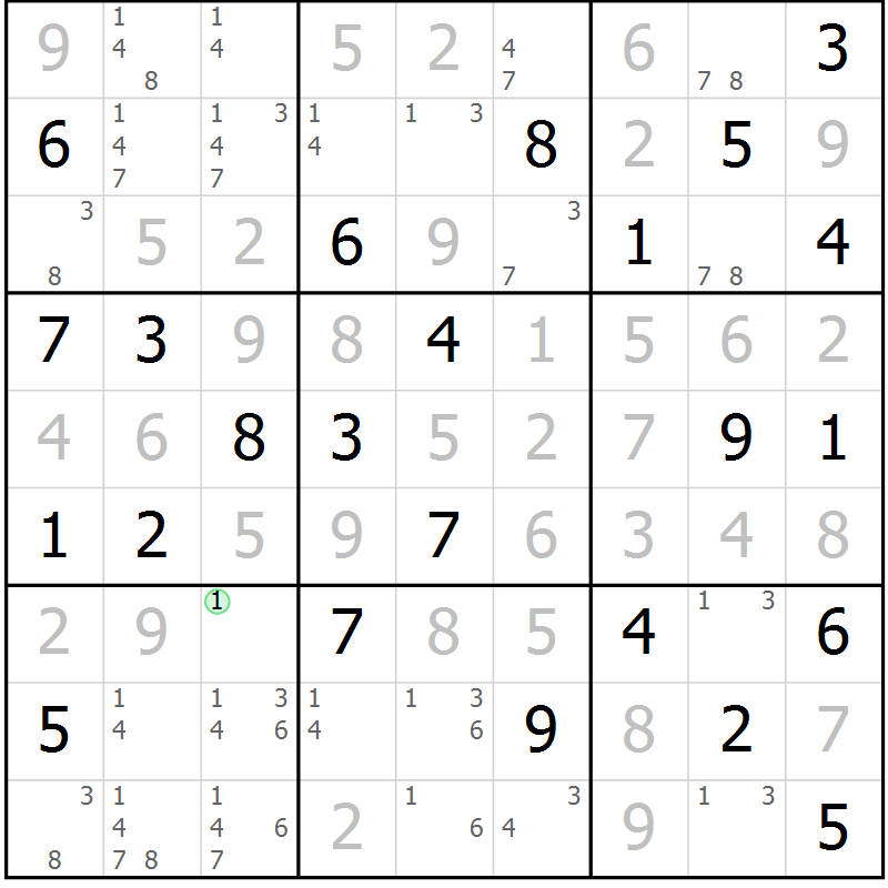 Position des candidats pour la solution de la Gr 27 page 30 du magazine de sudoku Maestro n° 104