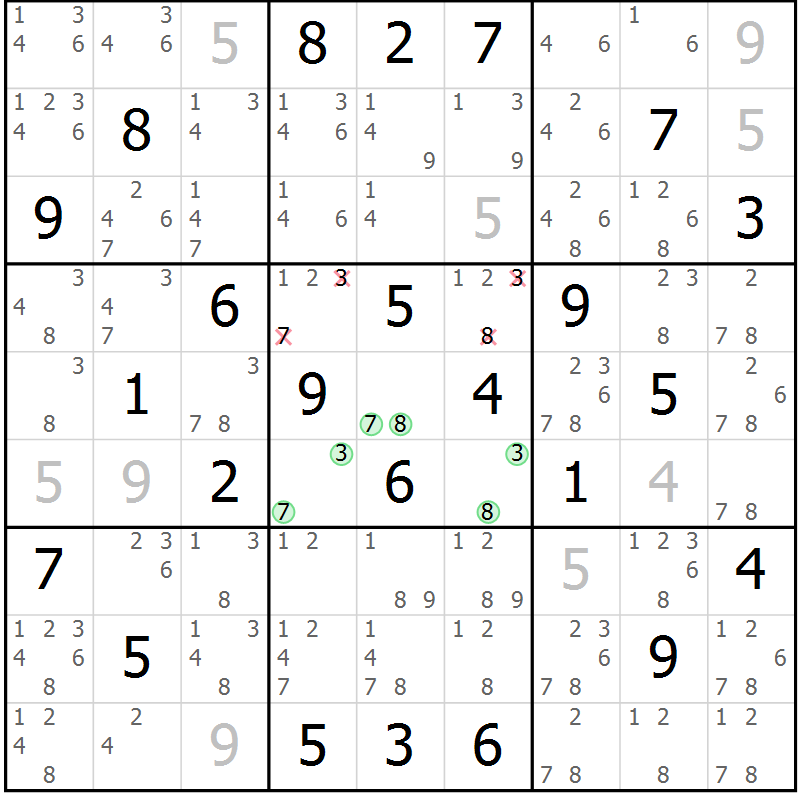 Position des candidats pour la solution de la Gr 29 page 32 du magazine de sudoku Maestro n° 104