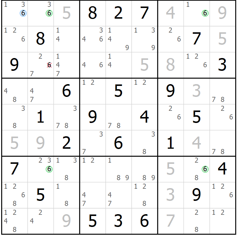 Position des candidats pour la solution de la Gr 29 page 32 du magazine de sudoku Maestro n° 104