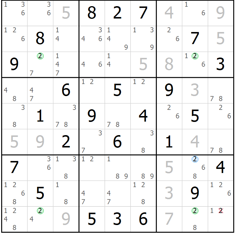 Position des candidats pour la solution de la Gr 29 page 32 du magazine de sudoku Maestro n° 104