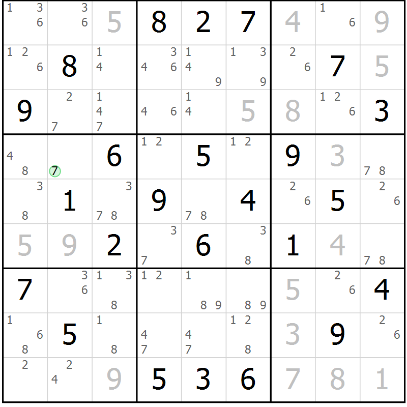 Position des candidats pour la solution de la Gr 29 page 32 du magazine de sudoku Maestro n° 104