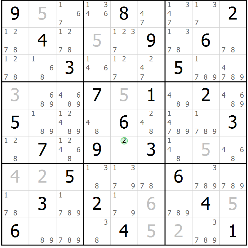 Position des candidats pour la solution de la Gr 3 page 6 du magazine de sudoku Maestro n° 104