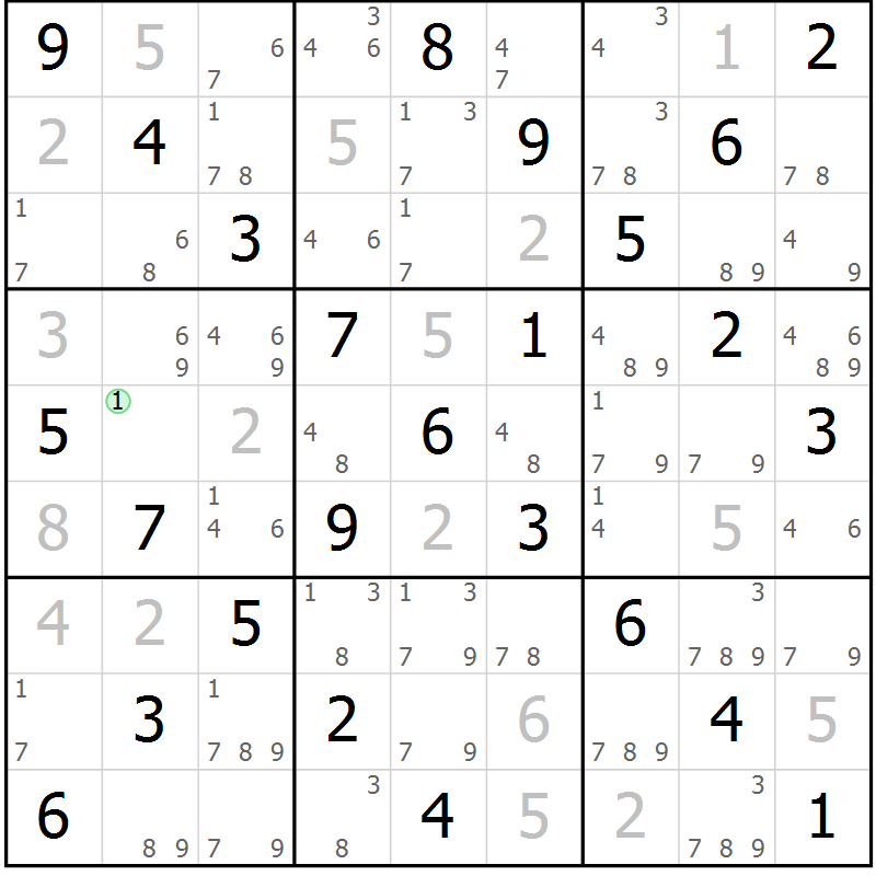 Position des candidats pour la solution de la Gr 3 page 6 du magazine de sudoku Maestro n° 104