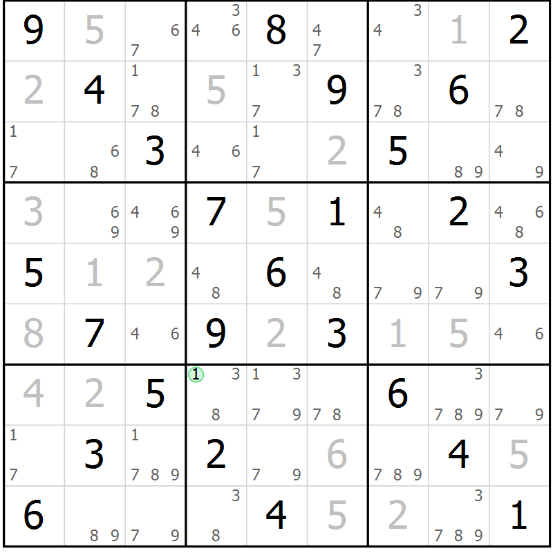 Position des candidats pour la solution de la Gr 3 page 6 du magazine de sudoku Maestro n° 104