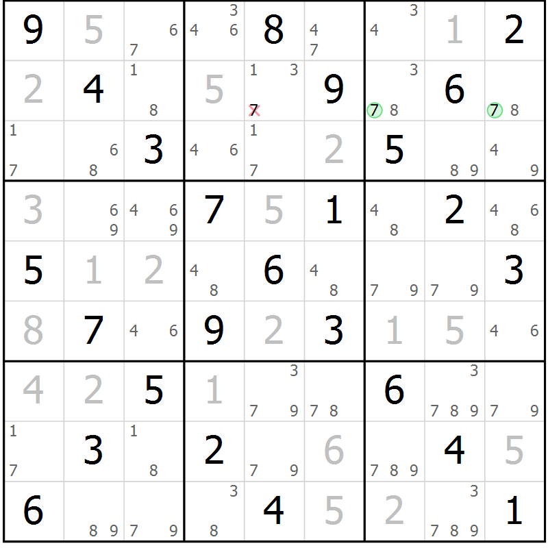 Position des candidats pour la solution de la Gr 3 page 6 du magazine de sudoku Maestro n° 104