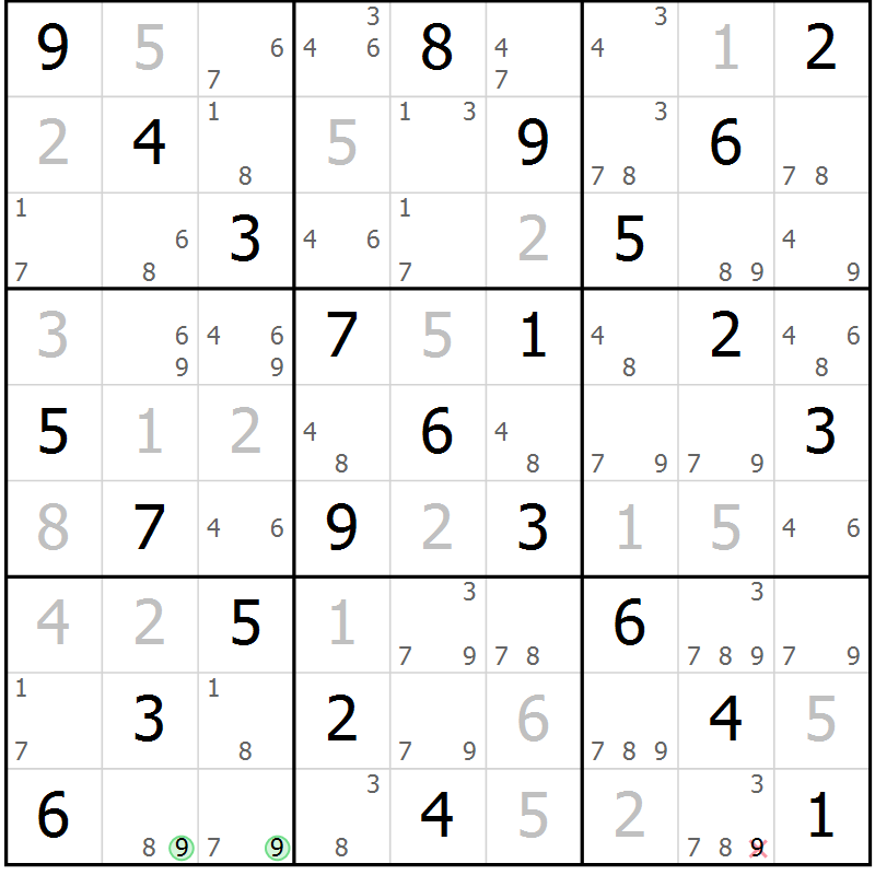 Position des candidats pour la solution de la Gr 3 page 6 du magazine de sudoku Maestro n° 104