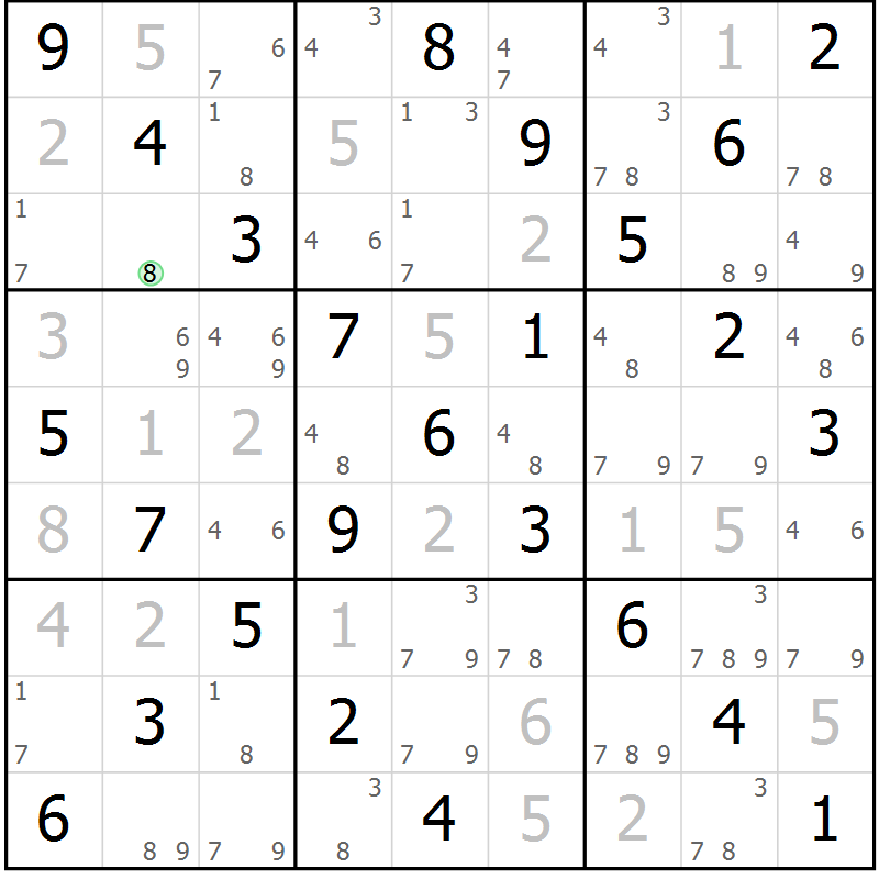 Position des candidats pour la solution de la Gr 3 page 6 du magazine de sudoku Maestro n° 104