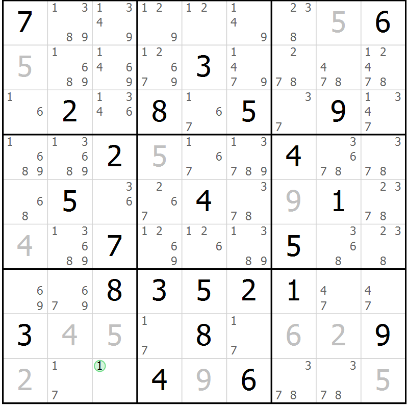 Position des candidats pour la solution de la Gr 31 page 34 du magazine de sudoku Maestro n° 104