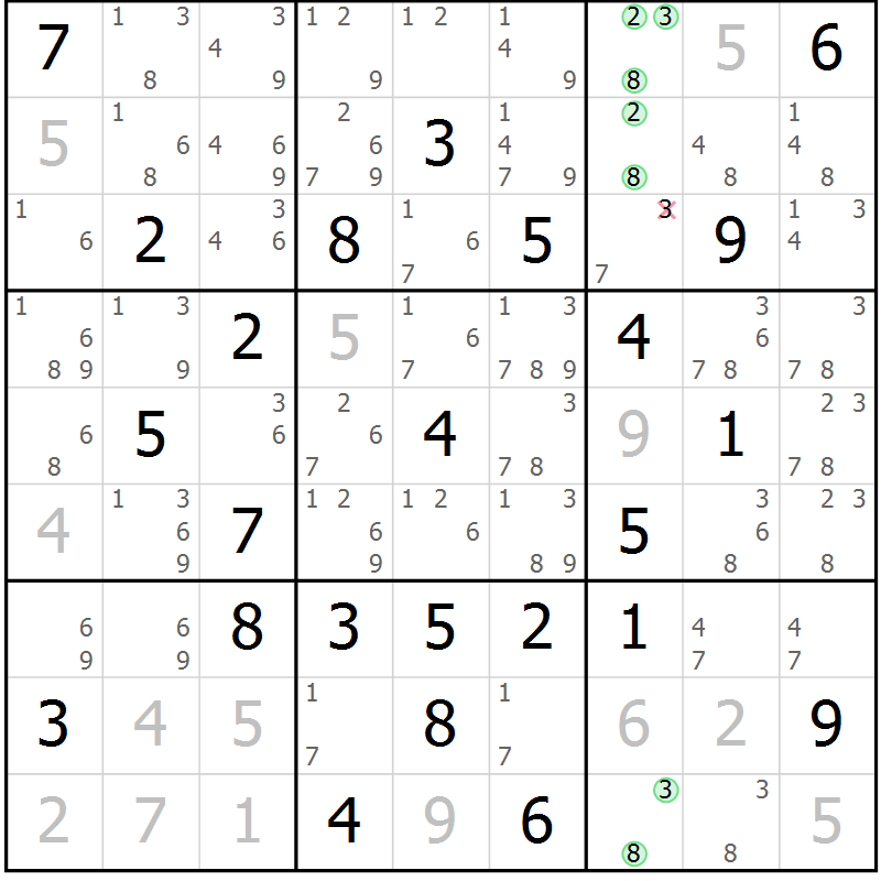 Position des candidats pour la solution de la Gr 31 page 34 du magazine de sudoku Maestro n° 104