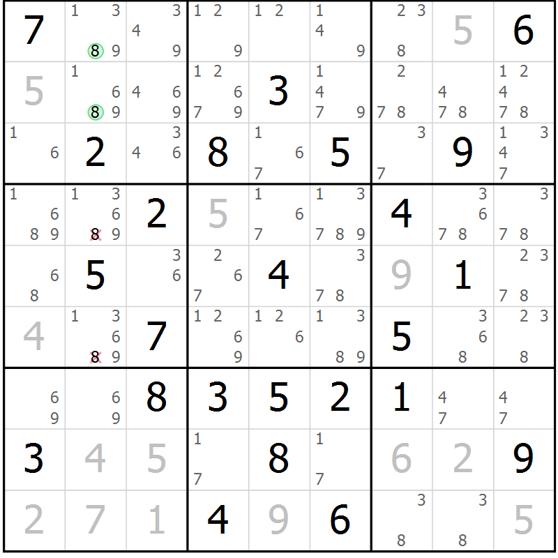 Position des candidats pour la solution de la Gr 31 page 34 du magazine de sudoku Maestro n° 104