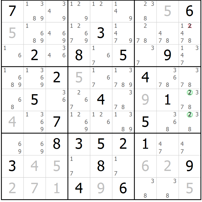 Position des candidats pour la solution de la Gr 31 page 34 du magazine de sudoku Maestro n° 104