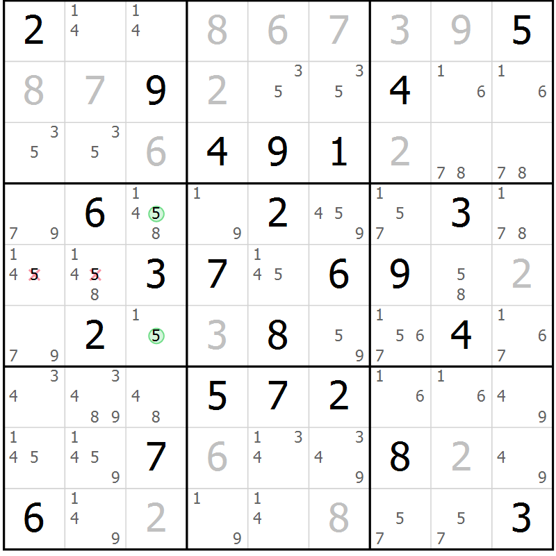 Position des candidats pour la solution de la Gr 32 page 35 du magazine de sudoku Maestro n° 104
