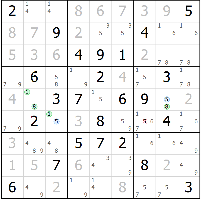 Position des candidats pour la solution de la Gr 32 page 35 du magazine de sudoku Maestro n° 104
