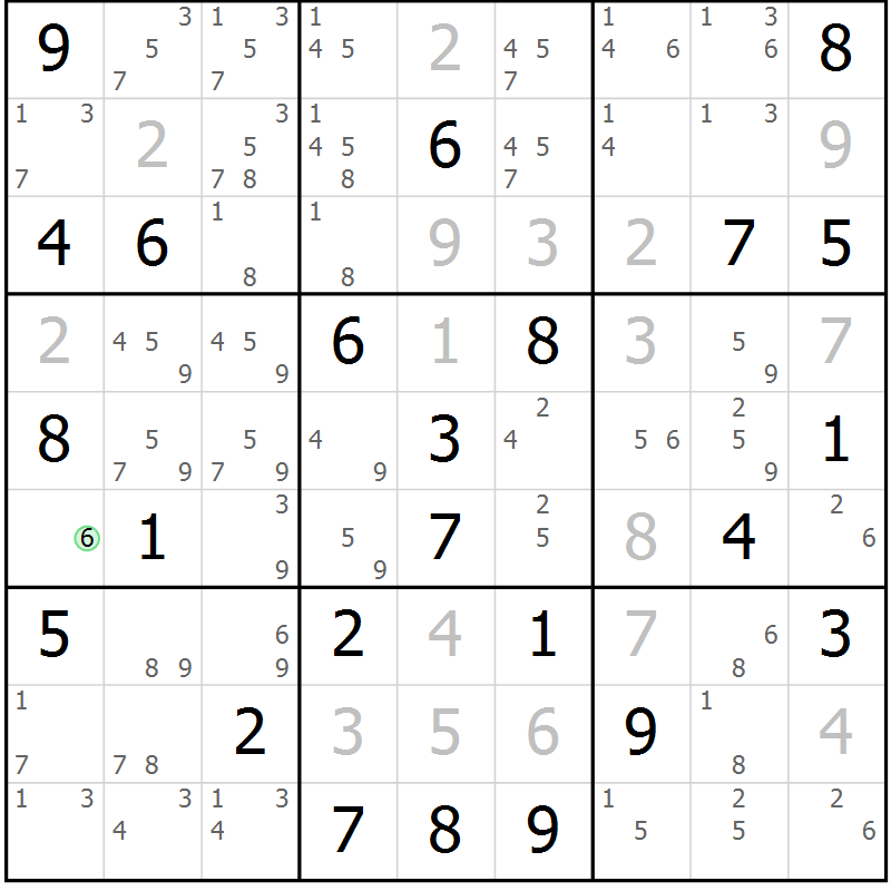 Position des candidats pour la solution de la Gr 34 page 37 du magazine de sudoku Maestro n° 104