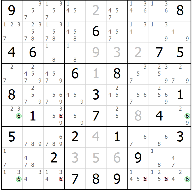 Position des candidats pour la solution de la Gr 34 page 37 du magazine de sudoku Maestro n° 104
