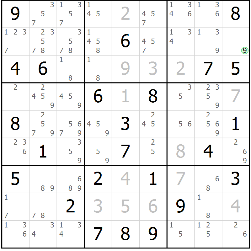 Position des candidats pour la solution de la Gr 34 page 37 du magazine de sudoku Maestro n° 104