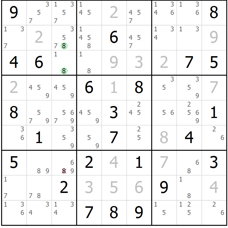 Position des candidats pour la solution de la Gr 34 page 37 du magazine de sudoku Maestro n° 104