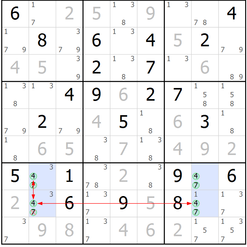 Position des candidats pour la solution de la Gr 35 page 38 du magazine de sudoku Maestro n° 104