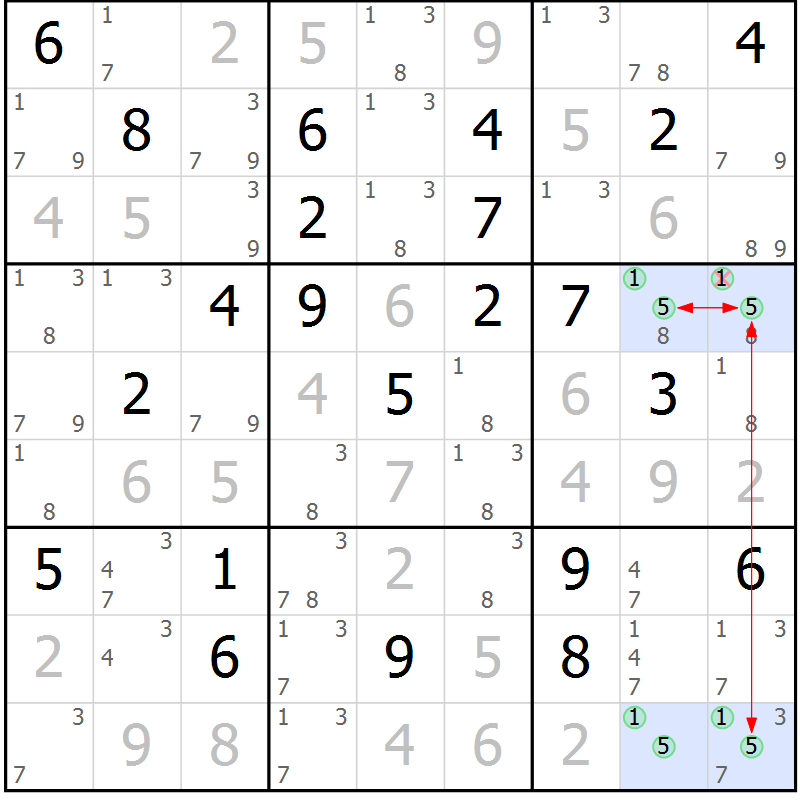 Position des candidats pour la solution de la Gr 35 page 38 du magazine de sudoku Maestro n° 104