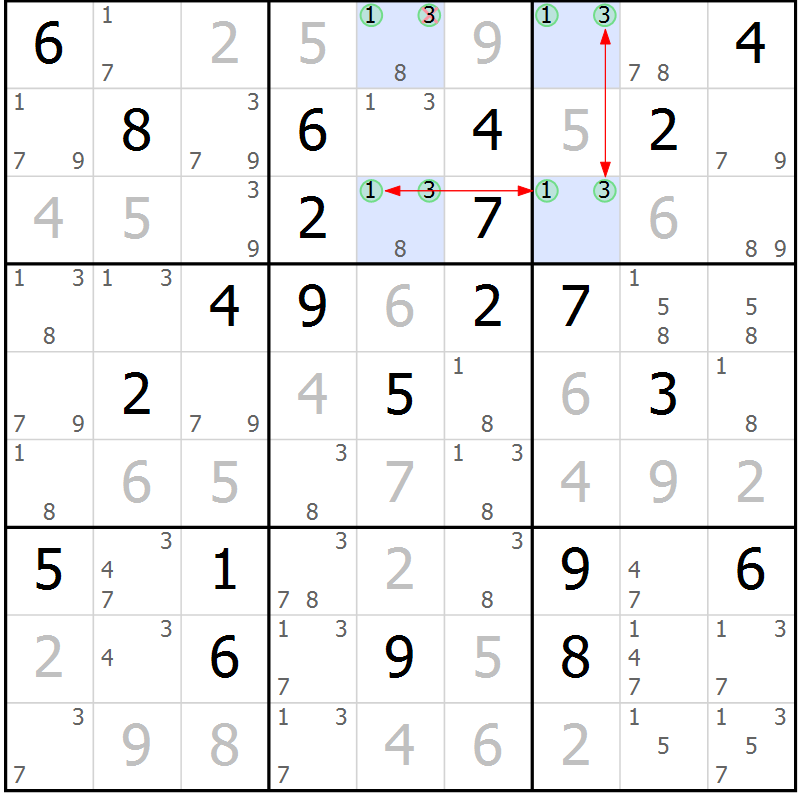 Position des candidats pour la solution de la Gr 35 page 38 du magazine de sudoku Maestro n° 104