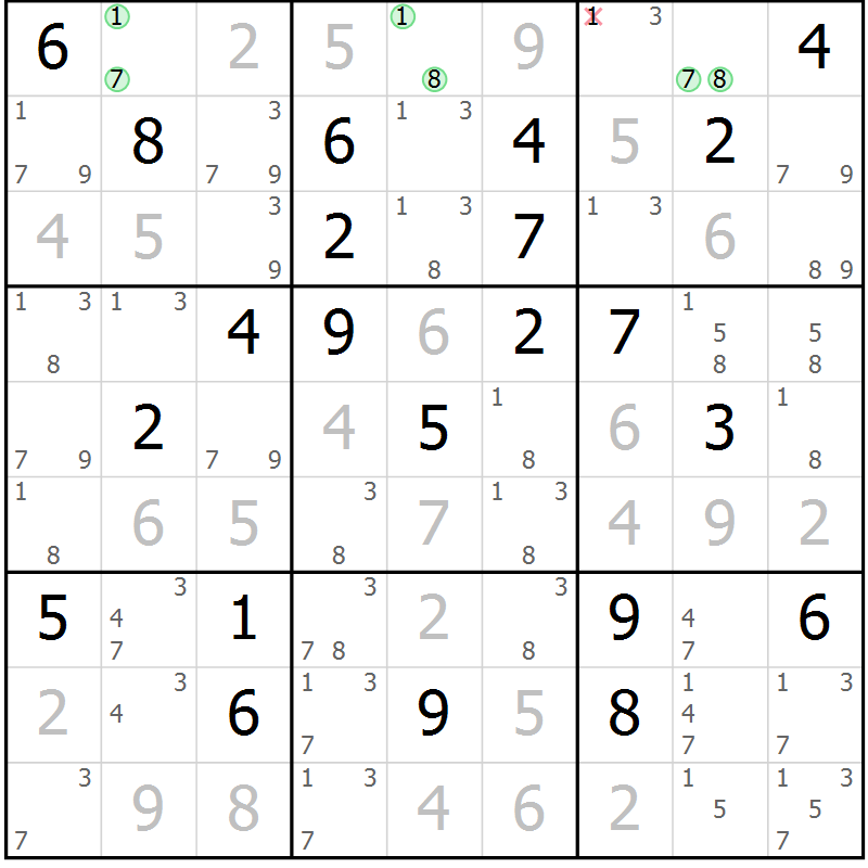 Position des candidats pour la solution de la Gr 35 page 38 du magazine de sudoku Maestro n° 104