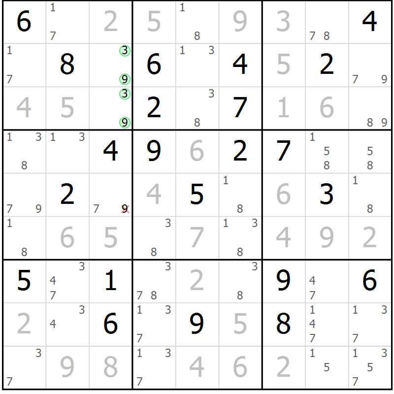 Position des candidats pour la solution de la Gr 35 page 38 du magazine de sudoku Maestro n° 104