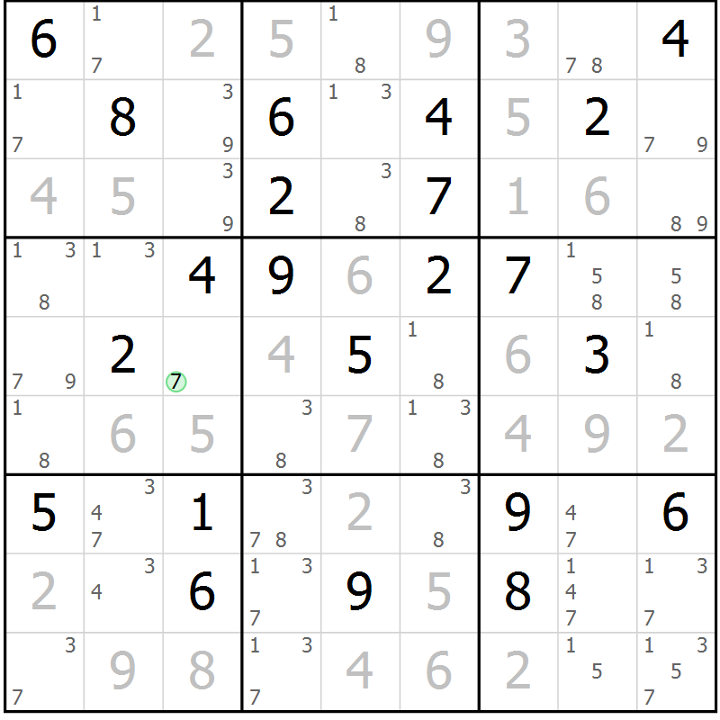Position des candidats pour la solution de la Gr 35 page 38 du magazine de sudoku Maestro n° 104