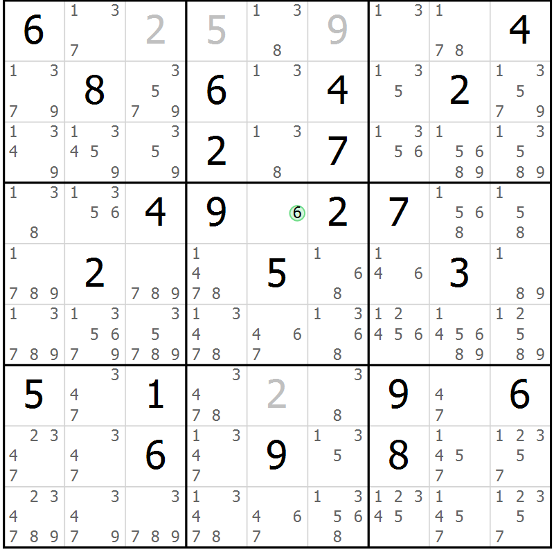 Position des candidats pour la solution de la Gr 35 page 38 du magazine de sudoku Maestro n° 104