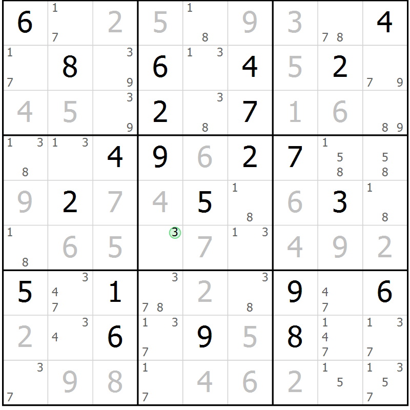 Position des candidats pour la solution de la Gr 35 page 38 du magazine de sudoku Maestro n° 104