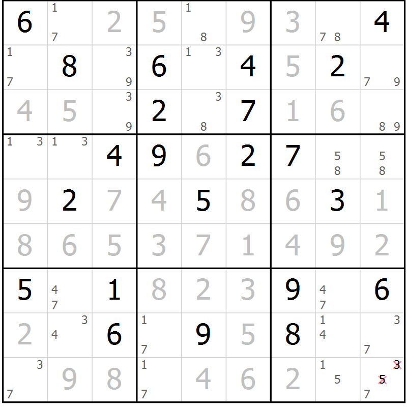 Position des candidats pour la solution de la Gr 35 page 38 du magazine de sudoku Maestro n° 104