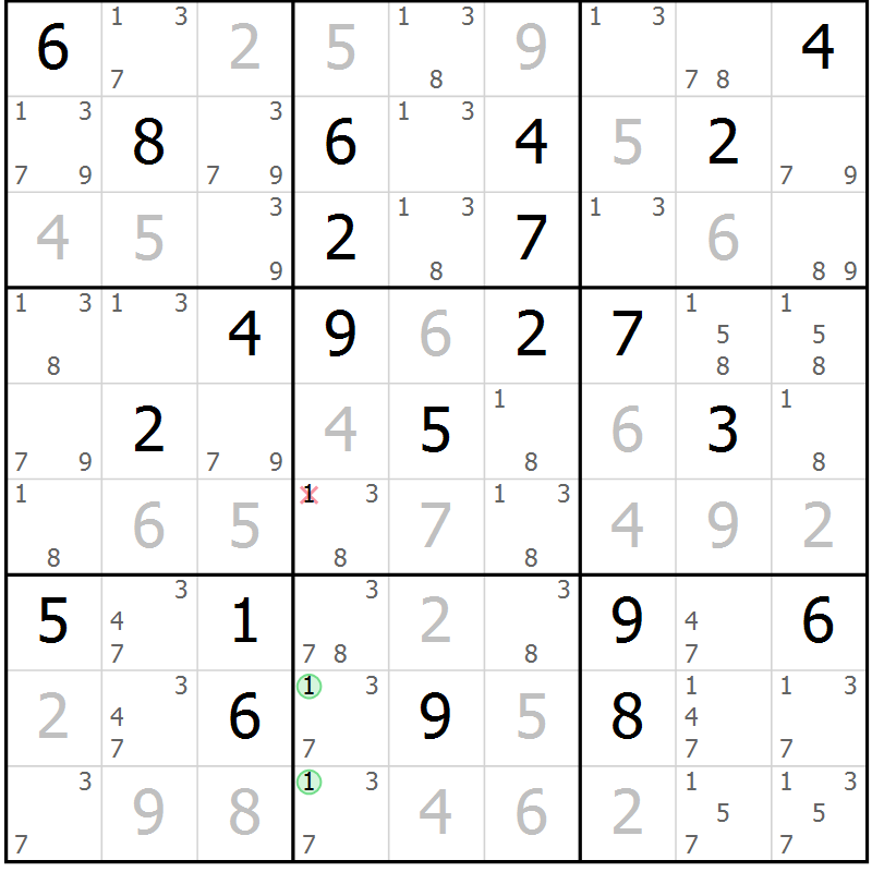 Position des candidats pour la solution de la Gr 35 page 38 du magazine de sudoku Maestro n° 104
