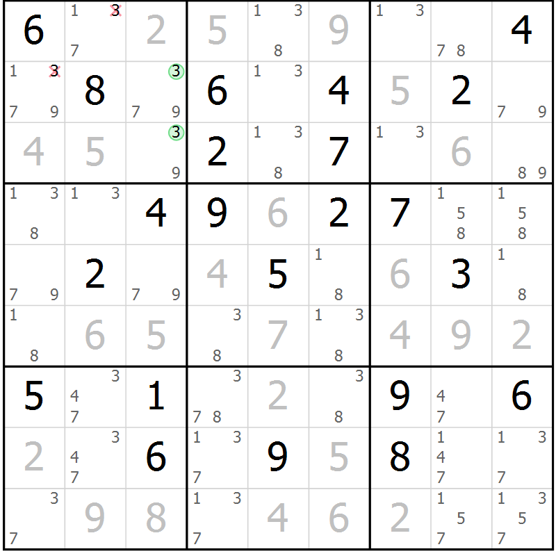 Position des candidats pour la solution de la Gr 35 page 38 du magazine de sudoku Maestro n° 104