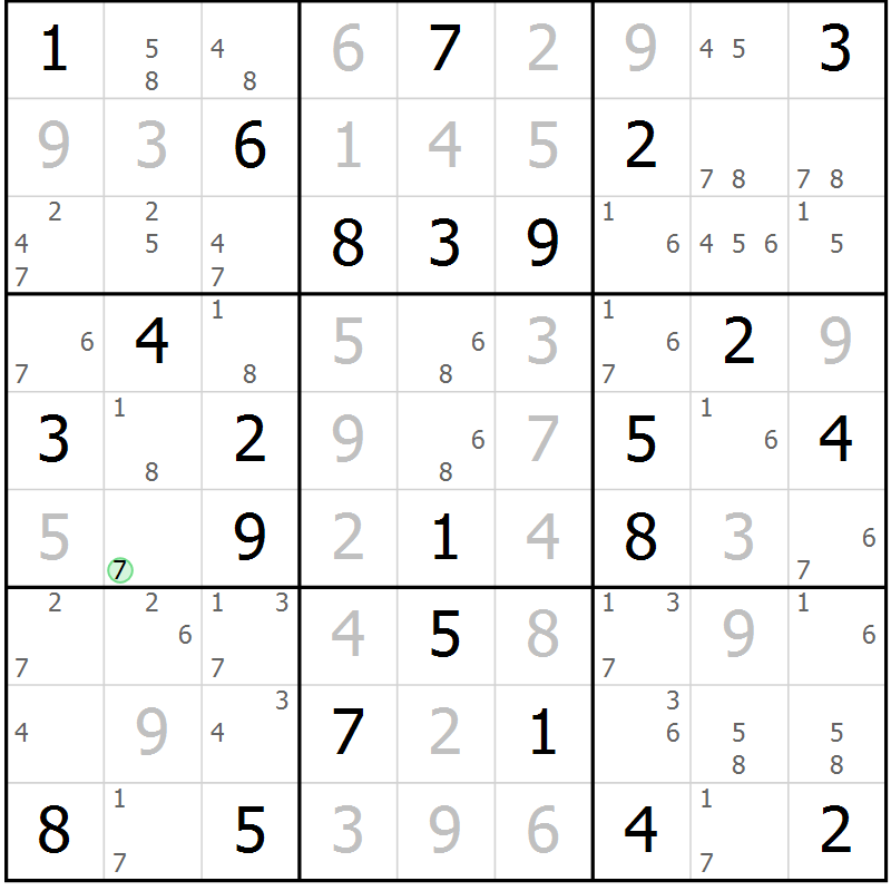 Position des candidats pour la solution de la Gr 36 page 39 du magazine de sudoku Maestro n° 104