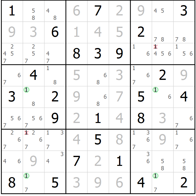 Position des candidats pour la solution de la Gr 36 page 39 du magazine de sudoku Maestro n° 104