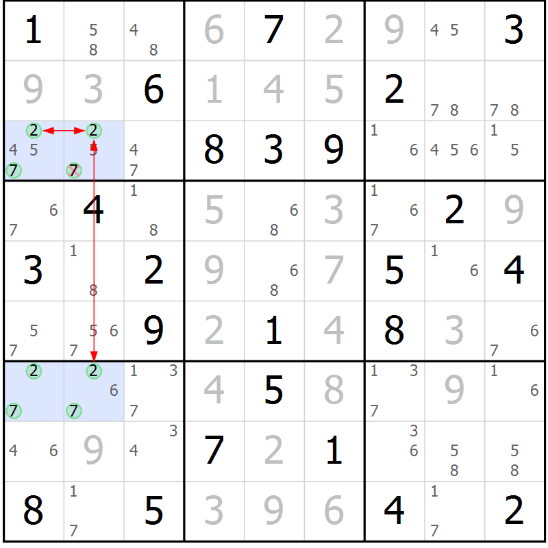 Position des candidats pour la solution de la Gr 36 page 39 du magazine de sudoku Maestro n° 104