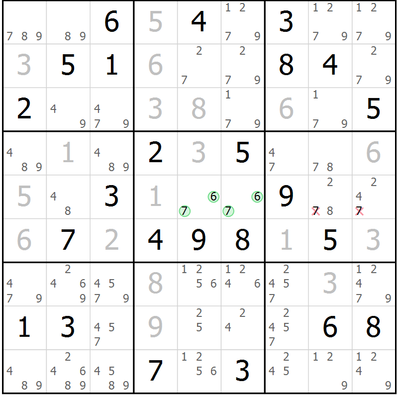 Position des candidats pour la solution de la Gr 37 page 40 du magazine de sudoku Maestro n° 104