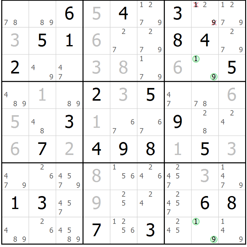 Position des candidats pour la solution de la Gr 37 page 40 du magazine de sudoku Maestro n° 104