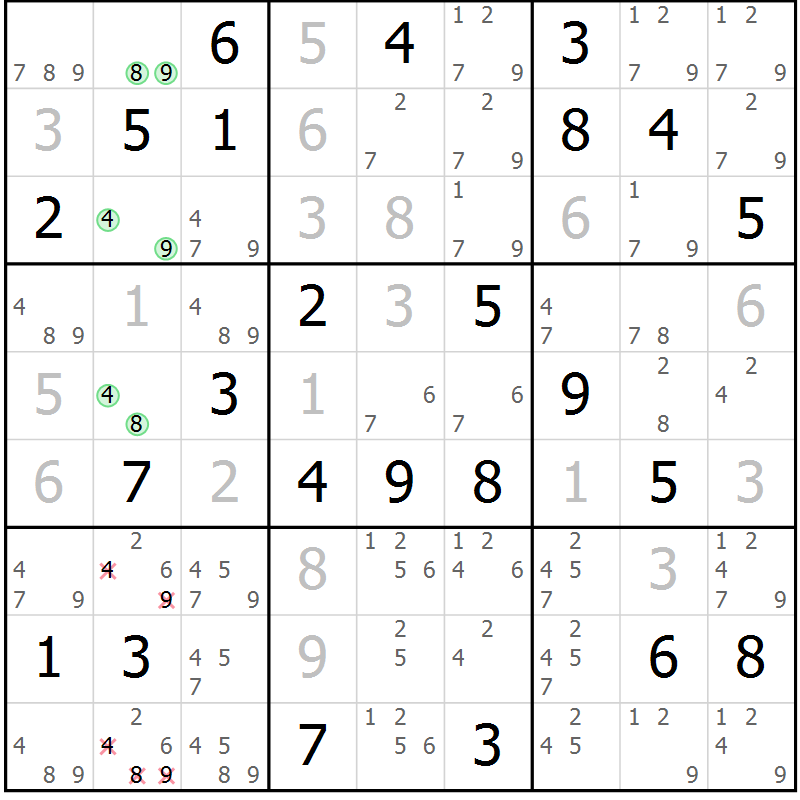 Position des candidats pour la solution de la Gr 37 page 40 du magazine de sudoku Maestro n° 104