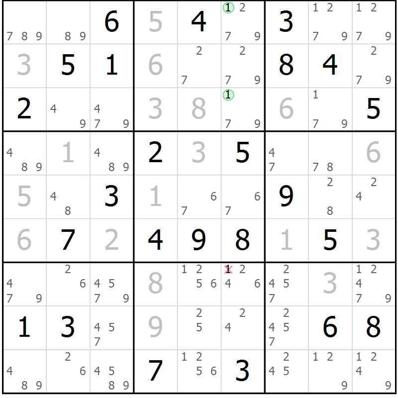 Position des candidats pour la solution de la Gr 37 page 40 du magazine de sudoku Maestro n° 104