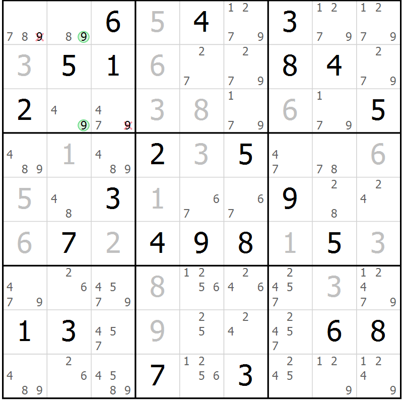Position des candidats pour la solution de la Gr 37 page 40 du magazine de sudoku Maestro n° 104