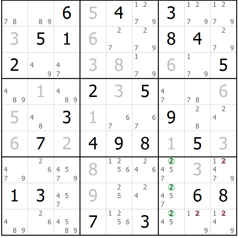 Position des candidats pour la solution de la Gr 37 page 40 du magazine de sudoku Maestro n° 104
