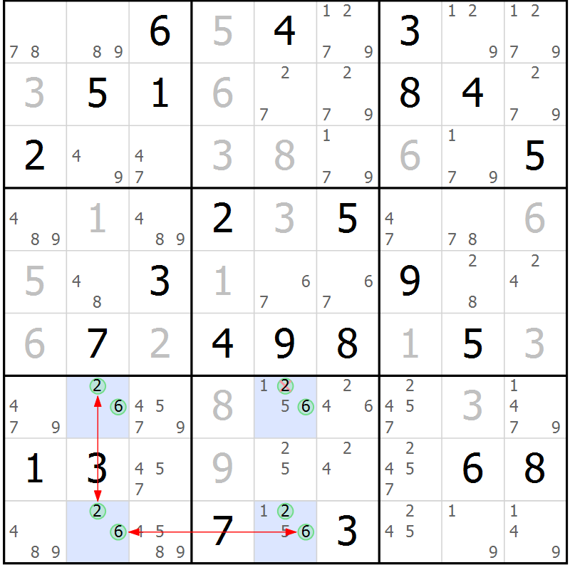 Position des candidats pour la solution de la Gr 37 page 40 du magazine de sudoku Maestro n° 104