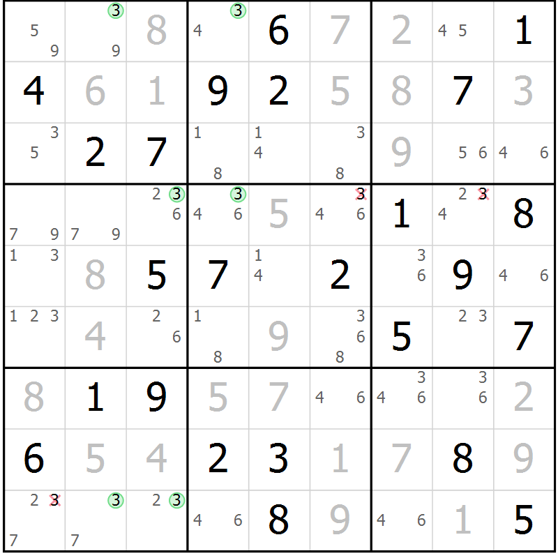 Position des candidats pour la solution de la Gr 38 page 41 du magazine de sudoku Maestro n° 104