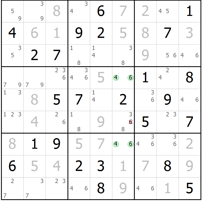 Position des candidats pour la solution de la Gr 38 page 41 du magazine de sudoku Maestro n° 104