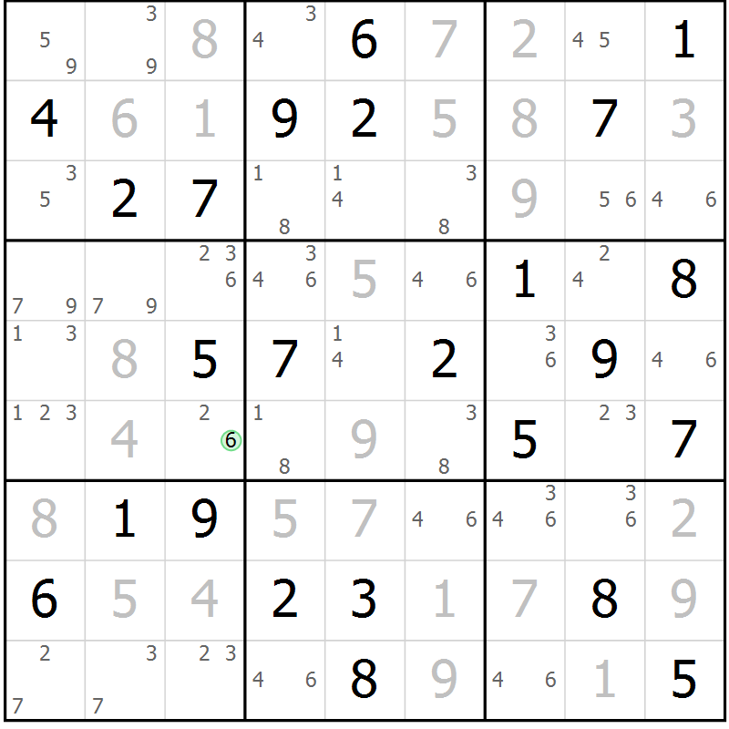 Position des candidats pour la solution de la Gr 38 page 41 du magazine de sudoku Maestro n° 104