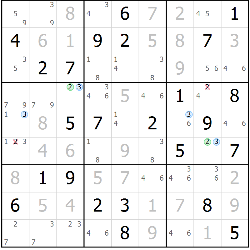 Position des candidats pour la solution de la Gr 38 page 41 du magazine de sudoku Maestro n° 104